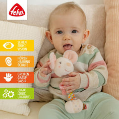 Fehn Rainmaker Mouse - jouet de motricité avec cloche pour saisir et faire des bruits - la clochette stimule les sens et la motricité de manière ludique - pour les bébés et les jeunes enfants à partir de 0 mois Baby Toys Naty Shop