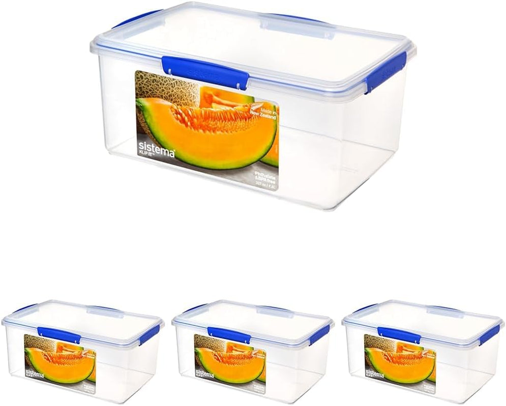 Pot pour le stockage des aliments KLIP IT System | 9,67 litres | Pot de conservation empilable et hermétique avec couvercle, adapté au réfrigérateur/congélateur | Plastique sans BPA | clips bleus | 1 pièce (pack de 4) Boîtes de conservation alimentaire Naty Shop Titre par défaut