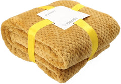 HOMLA Noah Couverture décorative douce - couverture confortable en fibre de polyester pour la maison couverture moelleuse pour canapé-lit - 150 X 200 cm motif grain de riz couleur moutarde Lits et couvertures Besuche den HOMLA-Store