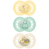 MAMAN | Sucette originale beige 18+ mois (pack de 3) couleur aléatoire - Tétine symétrique en silicone ultra-doux - Sucette bébé de forme anatomique pour un développement optimal de la bouche