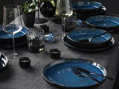 CreaTable, 20149, Nordic Fjord Blue Series, service de table 16 pièces pour 4 personnes, service combiné en porcelaine, passe au lave-vaisselle et au micro-ondes, fabrication de qualité