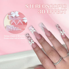 Décorations d'art d'ongle 3D, 1 boîte de breloques d'art d'ongle, breloques d'art d'ongle de coeur de fleur de style mixte, décorations d'art d'ongle en résine, pour décorations d'art d'ongle, accessoires de bricolage