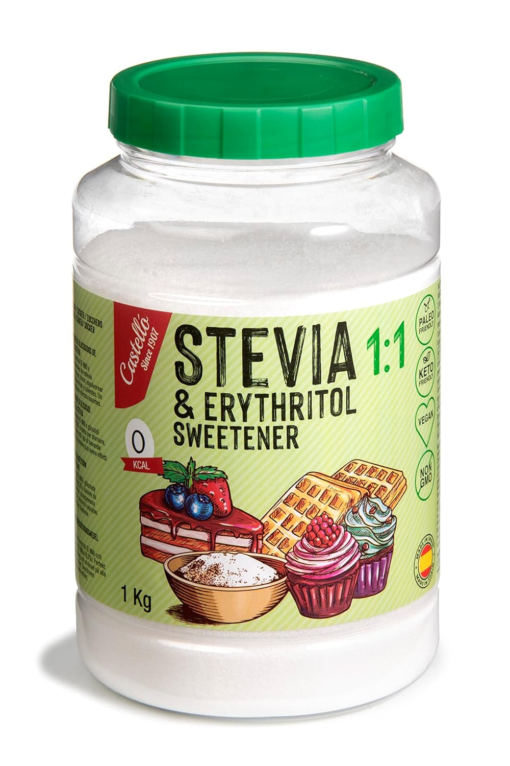 Stevia + Erythritol 1:1 Tissu doux | 1G = 1G Zucker | 100% Natürlicher Zuckerersatz - 0 calories - 0 indice glycémique - Keto et Paleo - 0 Netto-Kohlenhydrate - Kein GVO - Castello depuis 1907-1 Kg Édulcorants Naty Shop Default Title