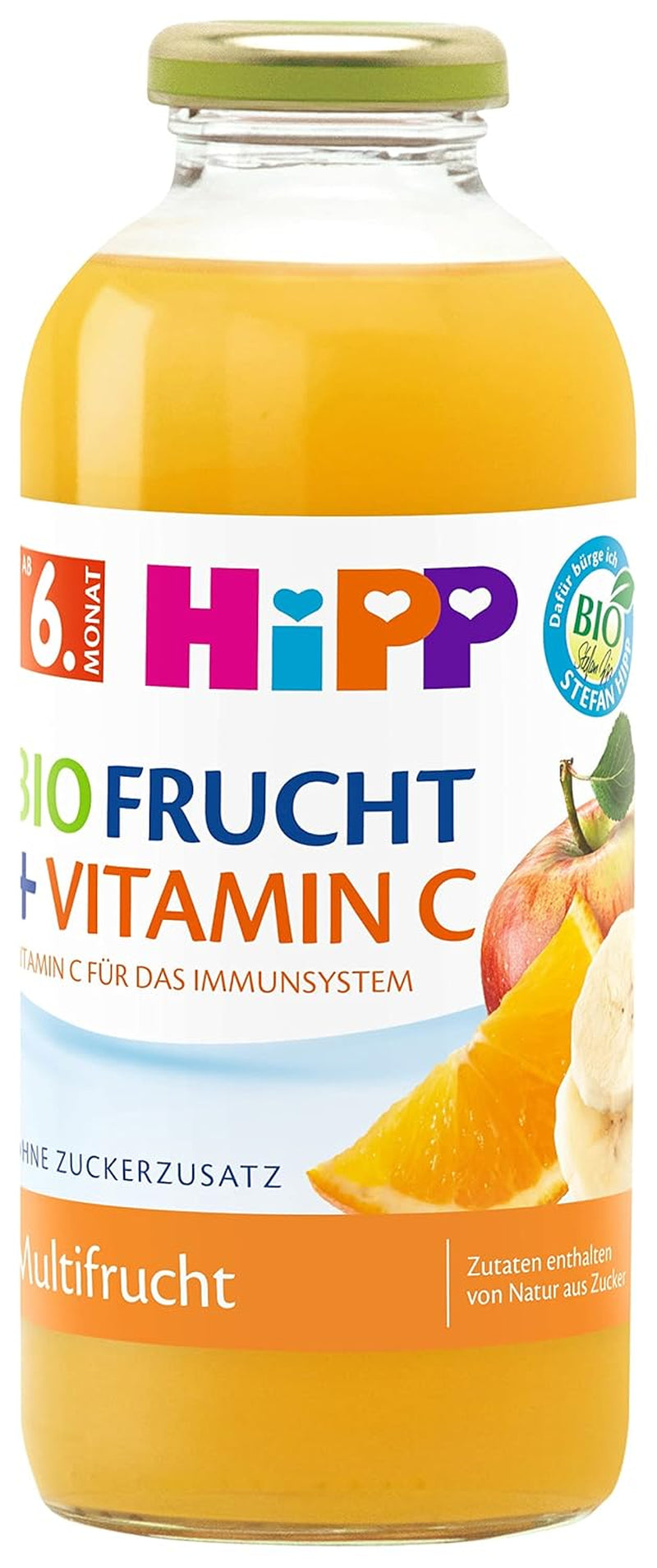 HiPP Multifruct avec vitamine C, boisson pour bébé à partir de 6 mois (6 x 0,5l), sans sucre ajouté, légère et faible acidité, meilleure qualité biologique