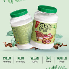 Stevia + Erythritol 1:3 Tissu sucré | 1G = 3G Zucker | Ingrédients 100% naturels - 0 calories - 0 indice glycémique - Keto et Paleo - 0 netto-khlenhydrate - Kein GVO - Castello depuis 1907-1 kg d'édulcorants Naty Shop