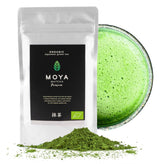 Thé vert biologique Moya Matcha en poudre | 100 g qualité premium pour cérémonie | Cultivé et récolté biologiquement à Uji, Japon | Poudre de thé vert Matcha | Idéal pour la cérémonie japonaise du thé à l'eau