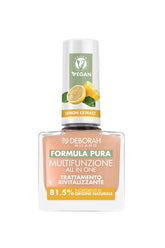 Milano Formula Pure Treatment All in One vernis à ongles, végétalien, pour base et top coat, à l'extrait de citron, revitalise et réduit le jaunissement, 8,5 ml
