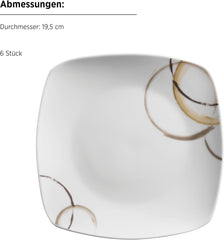 MÄSER Nela service de table combiné, série 30 pièces, service de table carré pour 6 personnes, blanc/marron