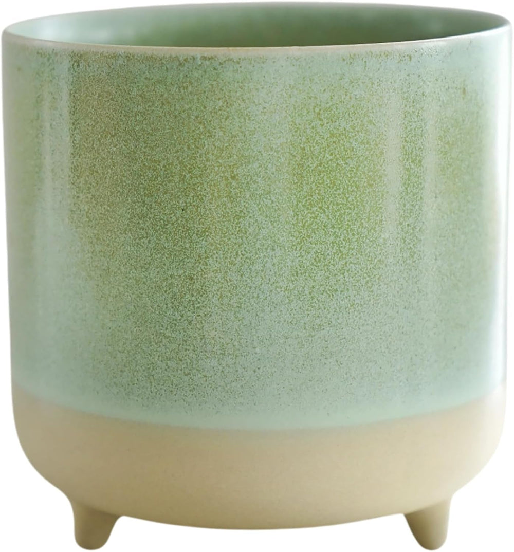Pot, céramique, vert menthe, mat, réactif, H 8,5 cm x P 8 cm