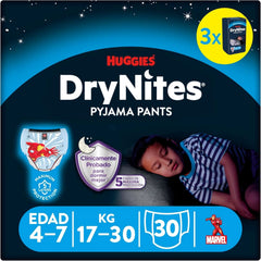 Couches-culottes Huggies Drynites Spiderman, 4-7 ans, 30 par paquet Mère et Enfant Naty Shop