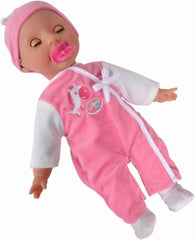 Simba 105140489 - Poupée Laura Baby Talk, poupée au corps doux de 38 cm avec des yeux endormis dans une jolie combinaison, 24 sons de bébé, poupée de jeu, poupée bébé, à partir de 2 ans