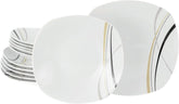 CreaTable 24029 Square City Line Series Service de table en porcelaine pour 6 personnes 12 pièces Passe au lave-vaisselle et au micro-ondes Fabrication de qualité