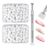 Qufiiry 200 pièces Nail Art Schwämme Mit Metallgreifer, Nagelkunst Schwammpinsel, Maniküre Zubehör Für Nägel, Um Eine Varavländ von Gradient Nail Art Patterns to Create (Blanc)