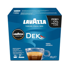 Lavazza A Modo Mio Dek Cremoso, 256 capsules de café, pour expresso décaféiné aux notes aromatiques d'amandes et de canditis, 100% Arabica, intensité 7/13, torréfaction moyenne, 16 paquets