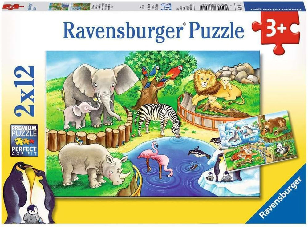 Ravensburger Puzzle pour enfants - 07602 Animaux au zoo - Puzzle pour enfants à partir de 3 ans, avec 2X12 pièces Puzzle Naty Shop Titre par défaut