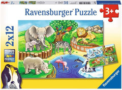 Ravensburger Puzzle pour enfants - 07602 Animaux au zoo - Puzzle pour enfants à partir de 3 ans, avec 2X12 pièces Puzzle Naty Shop Titre par défaut
