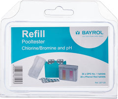 Tester de apă BAYROL pH/CI pentru piscine - Tester de apă pentru piscine - Valoare pH și clor liber - 2 x 20 tablete reactive, fiecare cu fenol roșu și DPD nr. 1 - Test de apă, pH-metru