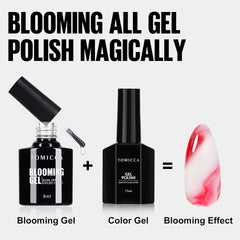 TOMICCA Vernis à ongles en gel transparent Blooming, vernis à ongles à diffusion UV LED pour le design des ongles, Marmor, Vernis à ongles bleu Aquarell 8 ml