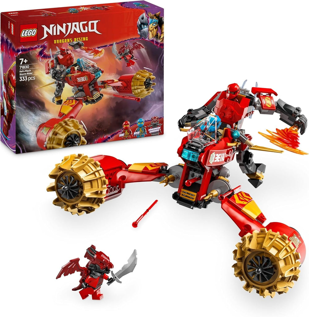 LEGO NINJAGO Kais Sturmreiter-Mech - Fliegendes Motorrad Spielzeug mit 3 Minifiguren - Mech mit beweglichem Kopf, Armen und Beinen - Bauspielzeug - Geschenk für Jungen & Mädchen ab 7 Jahren 71830