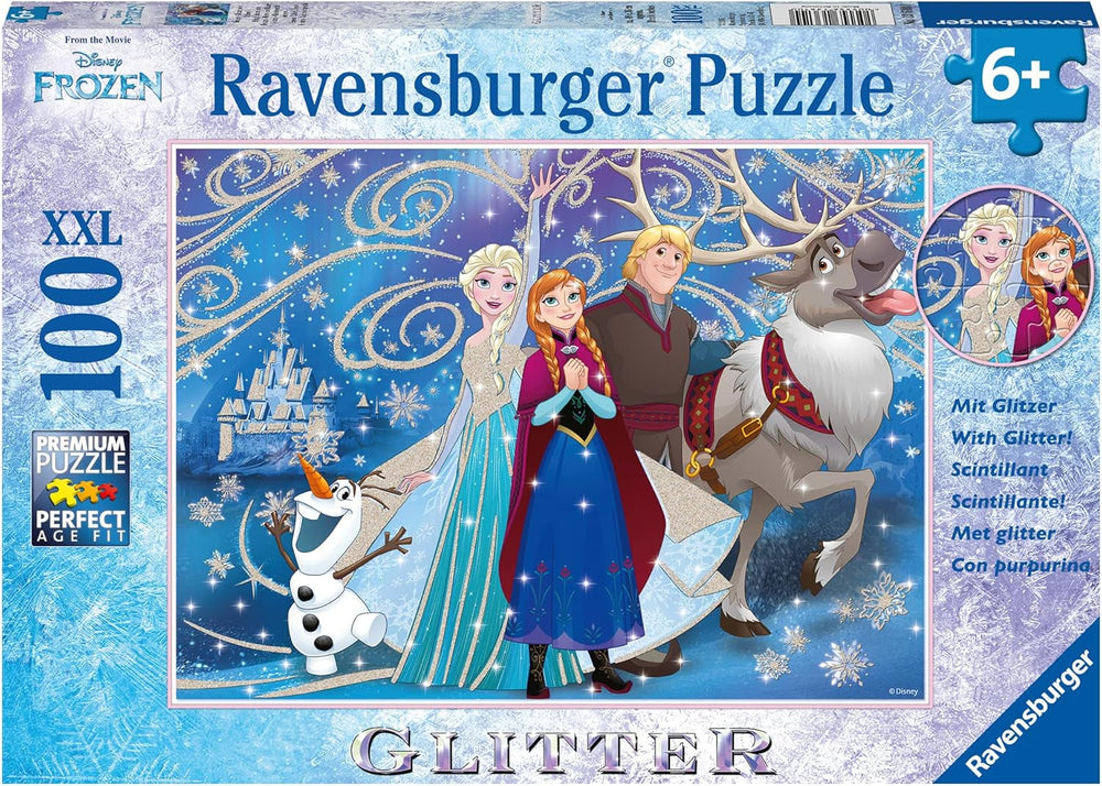 Ravensburger Puzzle pour enfants - 13610 La Reine des Neiges - Neige scintillante - Disney La Reine des Neiges Puzzle pour enfants à partir de 6 ans, de 100 pièces au format XXL, avec paillettes Puzzle Naty Shop Cartoon