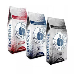 Café en grains Tris Caffè Borbone mix rouge, bleu et dessus 1 kg x 3