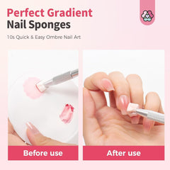 125 Nail Art Schwämme et 4 Krallen Nail Sponge Metallgreifer pour Ombre et Gradient Nageldesign, Nagelkunst-Schwamm Pinsel, Maniküre Zubehör für Nägel, Nail Art Schwämme pour Babyboomer Effet DIY