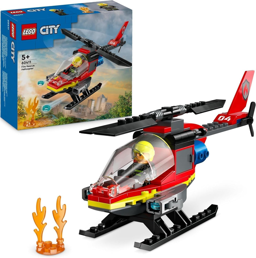 Hélicoptère des pompiers de LEGO City, ensemble de jouets d'hélicoptère et figurine de pilote, hélicoptère de pompiers pour une expérience de jeu imaginative, cadeau pour les enfants, garçons et filles à partir de 5 ans 60411 Jeux de construction Besuche den LEGO-Store Singur