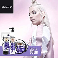 Cameleo - Masque Teintant Argenté - Sans Effet Jaune - Traitement Violet et Protection de la Couleur pour Cheveux Blonds, Gris, Blancs - Nuances Platine - Protection UV - Sans Paraben - 200 ml Naty Shop Masque Capillaire