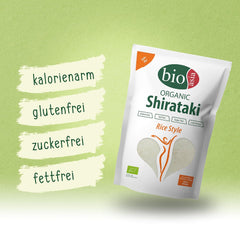 Orez Shirataki organic BIOASIA din făină de konjac organică – Conținut scăzut de calorii – Fără zahăr, grăsimi și gluten (1 x 270 g)