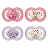 Sucettes MAM Original Day & Night Matt | 6-16 mois | Ensemble de sucettes | Acceptation 94% | Aide à prévenir l'alignement indésirable des dents | Développé en collaboration avec des dentistes Silicone SkinSoft | Modèle oiseau/hibou | Paquet de 4