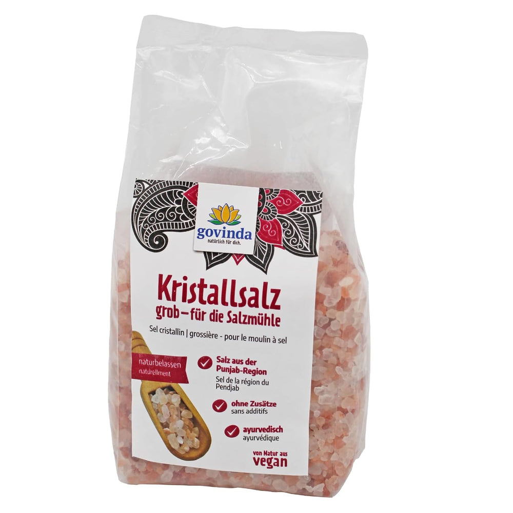 Govinda Kristallsalz - grossier (1kg) | 250 millions d'années alt | Salz dans la région du Pendjab | Beauté 100% naturelle & sans Zusätze | Ayurvédique | Végétalien | Idéal pour le moulin à sel