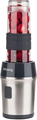 H.Koenig Smoothie Maker SMOO9 - Mini Standmixer - Mini Blender - 300 Watt - 570 Ml - Edelstahl - 2 Kunststofflaschen - Bpa-Frei, Grau Bucatarie Naty Shop
