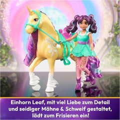 Unicorn Academy AVA și Unicorn Leaf Set - Figurine originale de aproximativ 12 cm înălțime din popularul serial Netflix Cu două accesorii și perii de păr Pentru jocuri de rol imaginative, pentru copii cu vârsta de 4 ani și peste Action figures Naty Shop