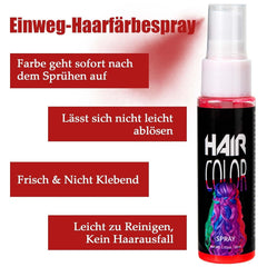 Couleur de laque pour cheveux, teinture pour cheveux en spray rouge temporaire, teinture pour cheveux rouge colorée, teinture pour cheveux lavable, spray de couleur pour cheveux rouge vif, teinture pour cheveux instantanée, teinture pour cheveux de carnaval, Halloween, cosplay, teinture pour cheveux de fête Naty Shop