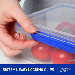 Borcan pentru depozitarea alimentelor Sistema KLIP IT | 9,67 l | borcan de depozitare stivuibil și etanș cu capac, potrivit pentru frigider/congelator | plastic fără BPA | clipsuri albastre | 1 bucată (pachet de 4) Cutii depozitare alimente Naty Shop