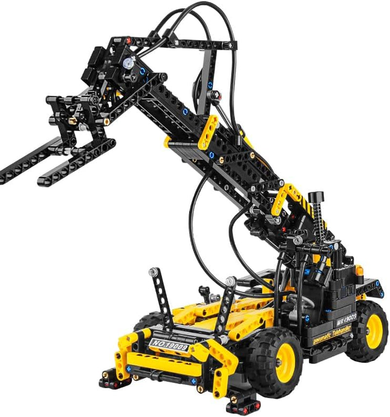 Mould King Pneumatischer Teleskop Container Gabelstapler MK-19009, Rot, Blau, Gelb, Grün