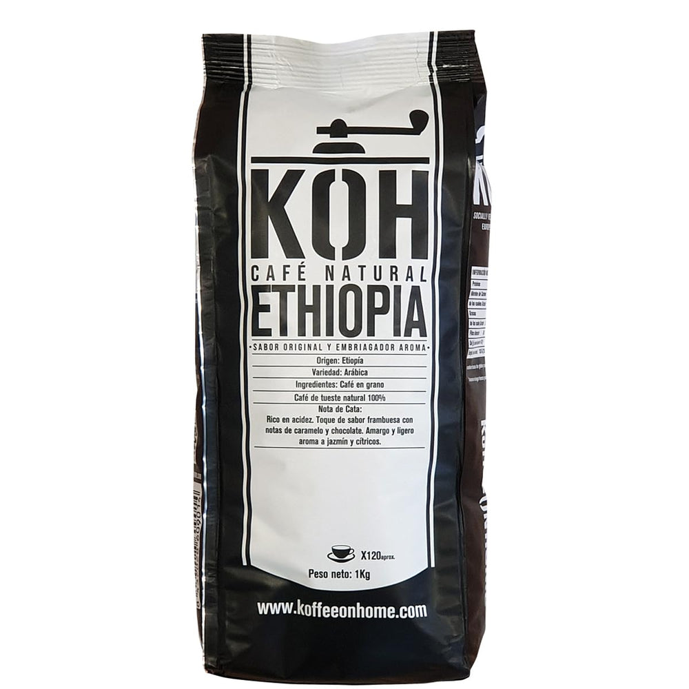 Ganze Kaffeebohnen 100% Arabica de l'Éthiopie – 1 kg – Geröstet naturel – Mittlere Intensität – Fruchtige & Zitrusnoten – Premium-Qualität aus Oromia – Idéal pour Espresso & Moka