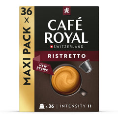Café Royal Ristretto – Capsules de café compatibles Nespresso®, 100% Arabica, torréfaction intense, foncée, intensité 11/12, Rainforest Alliance, 36 capsules