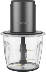 Grundig Delisia Novus CH 7140 Appareils multi-usages professionnels, 500 watts, 4 ustensiles de cuisine avec revêtement en zirconium, 1L de récipients en verre, 2 étages, sous-couches antidérapantes, inox foncé/noir Cuisine Naty Shop
