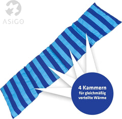 Coussin en noyaux de cerise Passe au micro-ondes et au four - Bleu avec rayures et pois I Fait main I Fabriqué en Allemagne I Env. 20 X 60Cm I Coton Oeko-Tex I Oreiller nuque Oreillers orthopédiques cervicaux Naty Shop