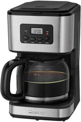 Cafetière Clatronic® avec minuteur, carafe 1,5 litre pour 12-14 tasses de café, minuterie LCD 24h, fonction maintien au chaud, anti-goutte, filtre amovible, afficheur et voyants lumineux, 900W - KA 3642