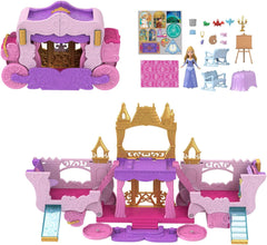Mattel Disney Princess Coffret de jeu transformable, carrosse au château avec poupée Little Aurora, 3 niveaux, 6 aires de jeu, 4 figurines, meubles et accessoires HWX17 Dolls Naty Shop multicolore