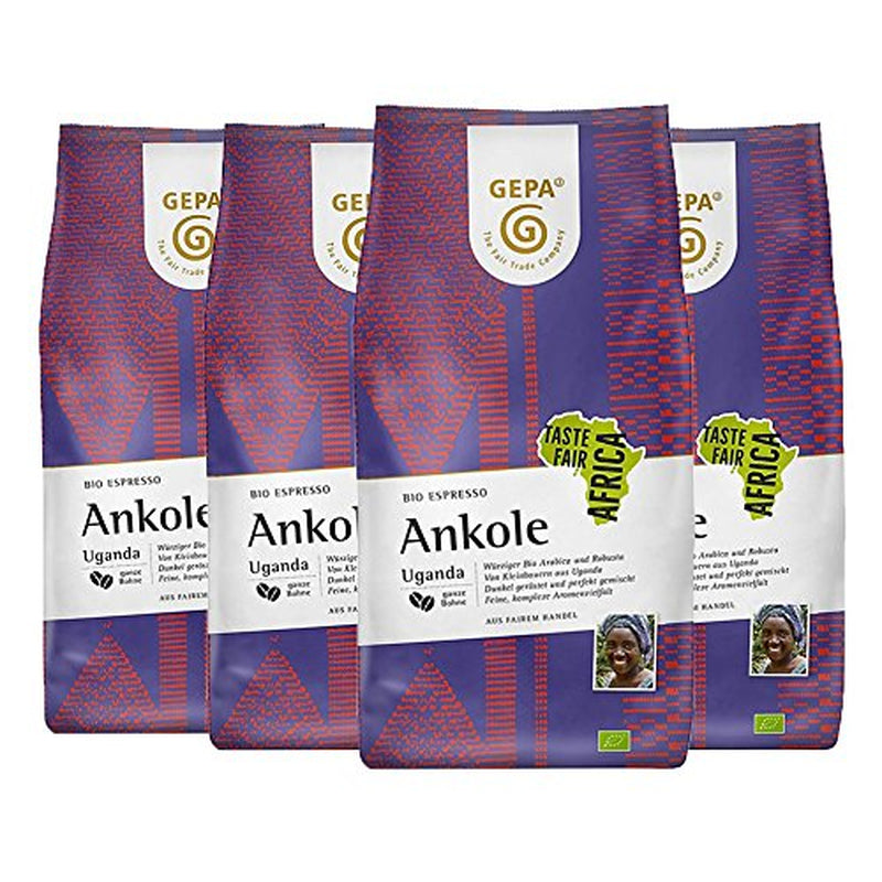 Ankole Espresso en grains entiers biologique 1000 g paquet de 4