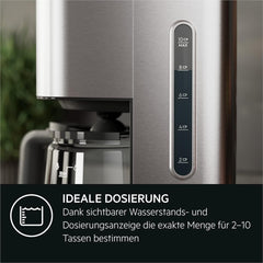 Machine à expresso AEG Deli 5, 1,5 l, minuterie programmable, fonction maintien au chaud, arrêt de sécurité, indicateur de niveau d'eau, dosage optimal, fonction anti-goutte, acier inoxydable, CM5-1-6ST