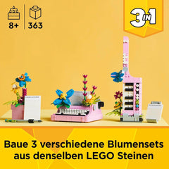 Machine à écrire LEGO Creator 3In1 avec fleurs - jouet transformable en modèle Keytar ou en pot de fleurs avec cahier et stylo - jeu de construction - cadeau pour filles et garçons à partir de 8 ans 31169 Jeux de construction Besuche den LEGO-Store