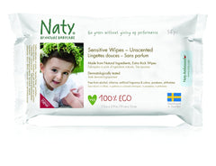 Eco by Naty Baby Care, Lingettes humides bio pour bébé, non parfumées, 56 couches