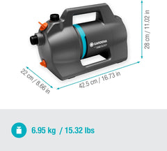 Ensemble Pompe de Jardin Silencieuse Gardena 4100 : Pompe d'Irrigation Très Silencieuse et Innovante avec Raccord d'Aspiration de 3,5 m et Tuyau Classique de 20 m, Débit 4100 L/h, Moteur 550 W, Étanche, Économique (9051-20)