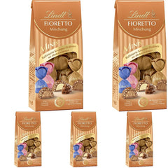 Chocolat - Assortiment FIORETTO Minis | 115g | Env. 10 pralines au chocolat au lait aux saveurs de pâte d'amande, cappuccino et nougat, contiennent de l'alcool | Coffret cadeau chocolat | Coffret chocolat (pack de 5)