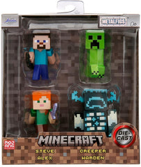 Jada Toys Ensemble de figurines Minecraft (4 pièces) en métal - Figurines à collectionner Minecraft Caves & Cliffs (Steve, Alex, Creeper et Warden) pour les joueurs et les collectionneurs 8+ 6 cm chacune Figurines d'action Naty Shop Titre par défaut