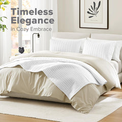 Comfort Spaces Kienna Parure de lit de luxe à double point - Couverture d'été légère et douce toute l'année - Taie d'oreiller assortie - Couverture blanche King Size (264,2 x 228,6 cm) Naty Shop Couettes et couettes